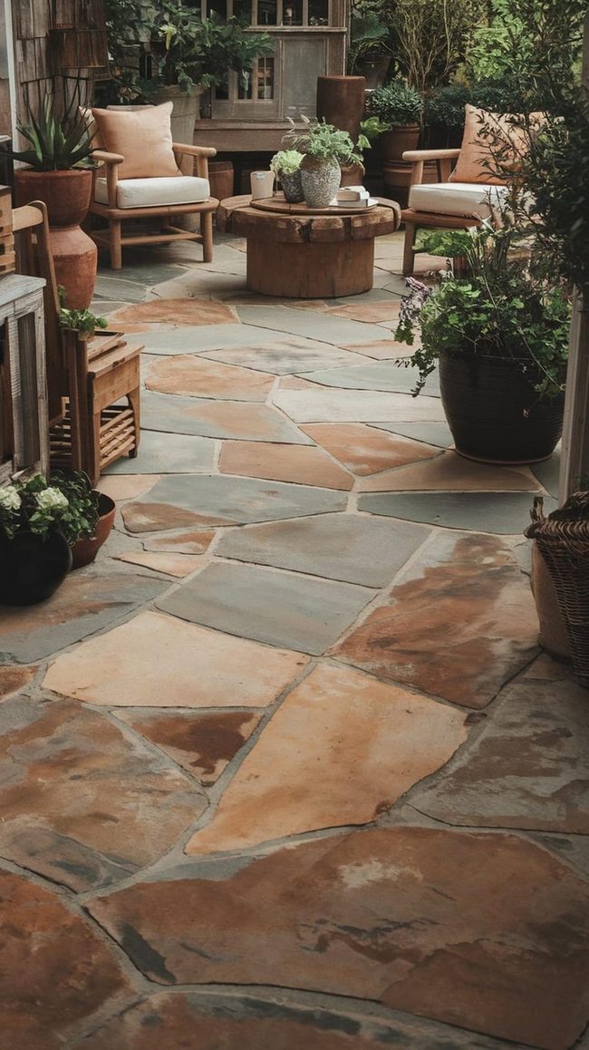 Flagstone Meets Concrete Edge