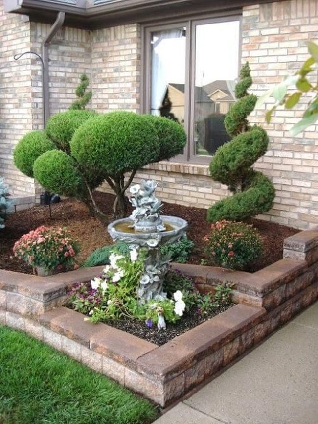 Water Feature Centered Garden Focal Point