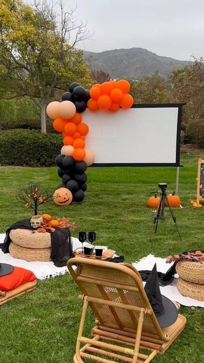 Orange Balloon Halloween Outdoor Gathering