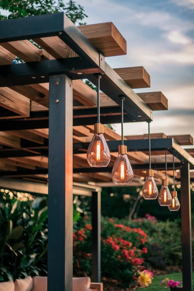 Pendant Lanterns Over Pergola