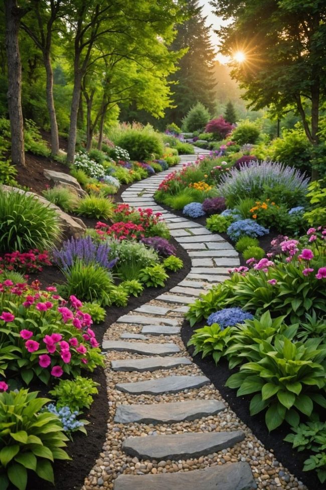 Gravel and Mulch Garden Trail