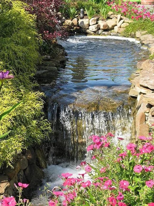 Cascading Water Pink Blooms Stone