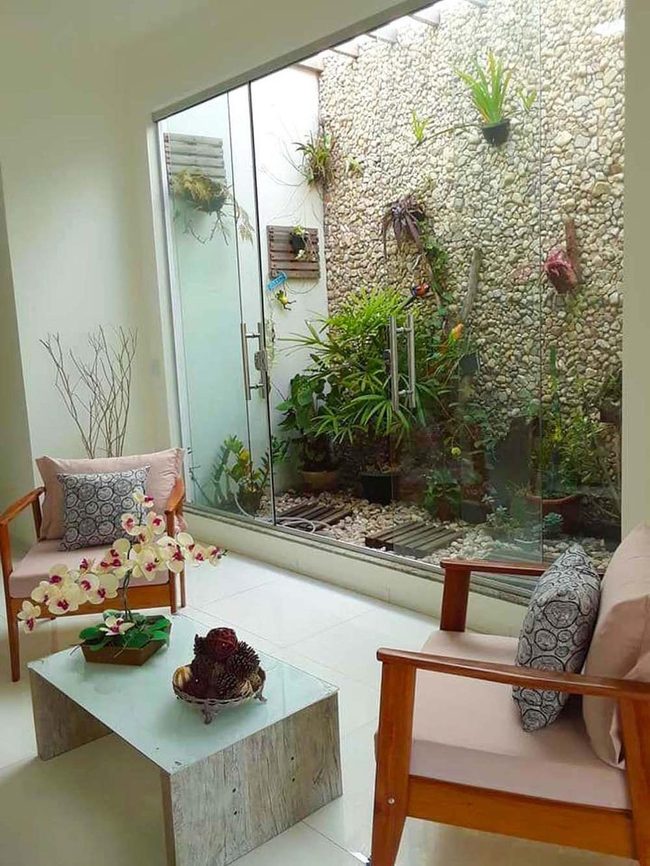 Pebble Walls And Living Plants