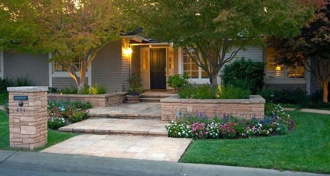 Concrete Planters, Modern Front Yard