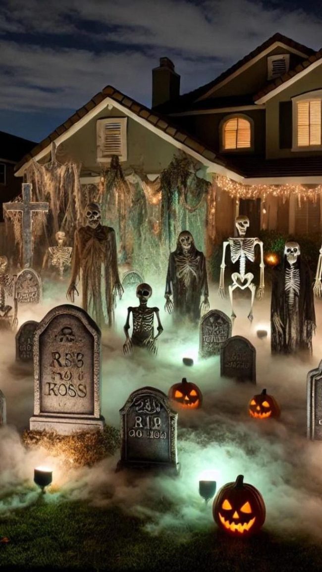 Skeletons Rising Through Dense Fog