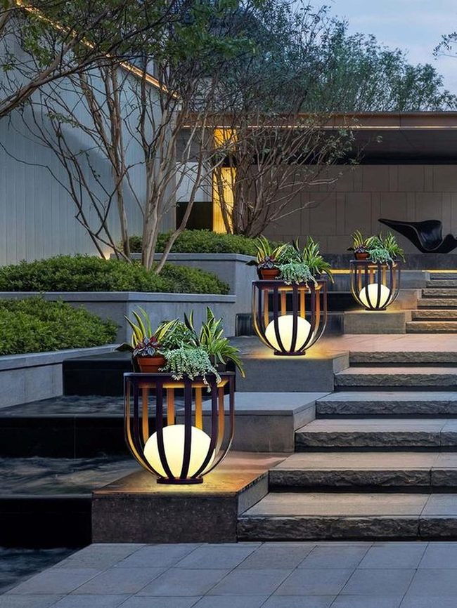 Stone Steps With Glowing Lanterns