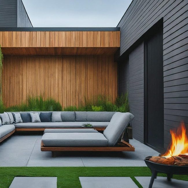 Concrete Fire Pit Seating Area