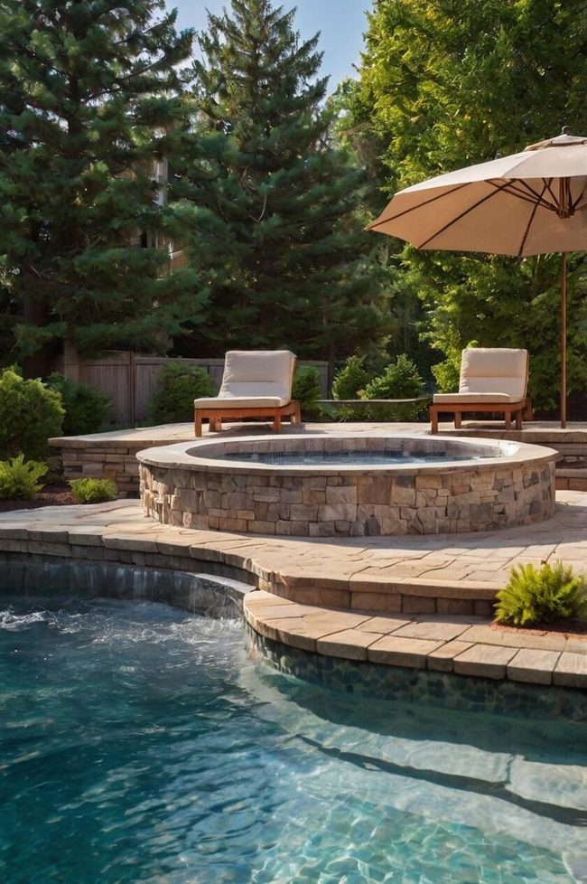 Dual Water Features, Year-Round Soaking