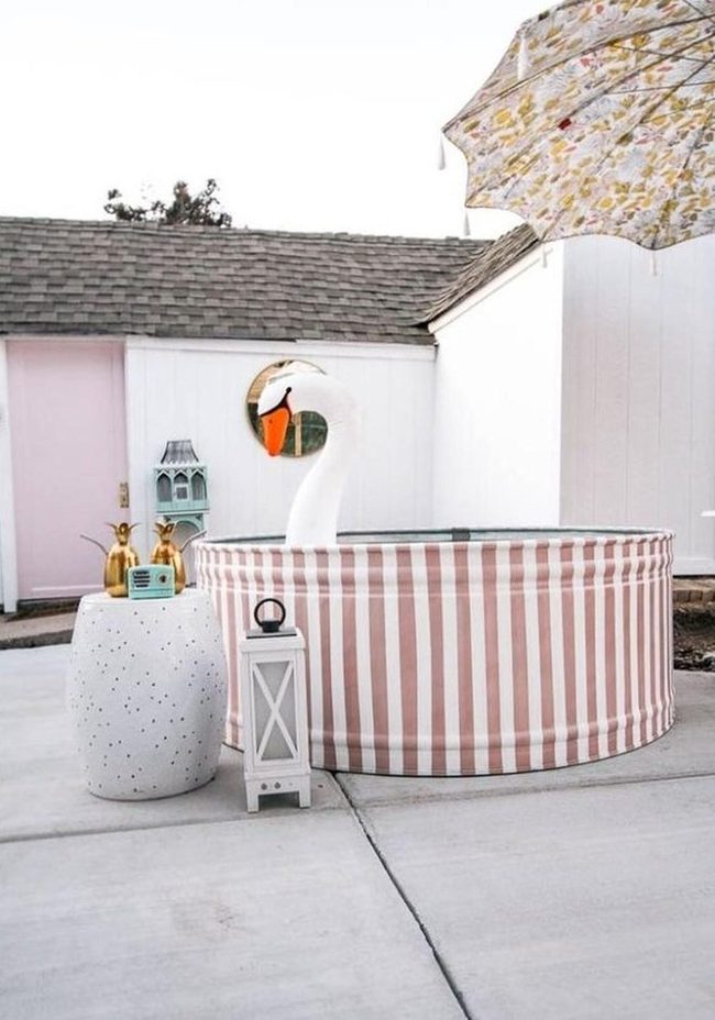 Pink Striped Pool Miami Vibes