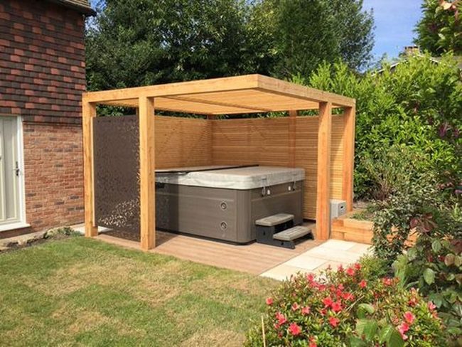 Natural Wood Hot Tub Shelter