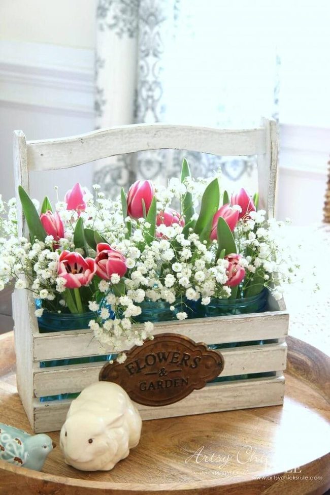 Twine-Wrapped Mason Jar Flowers