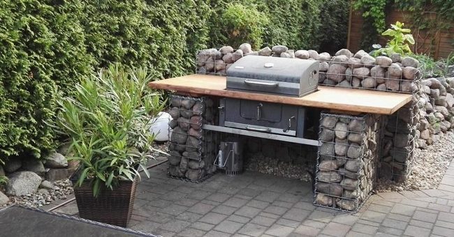 Stone Gabion Outdoor Kitchen