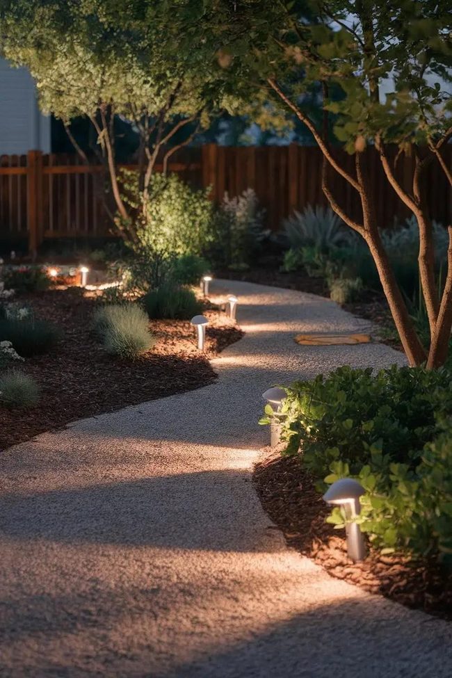 Glowing Path Through Night Outdoor