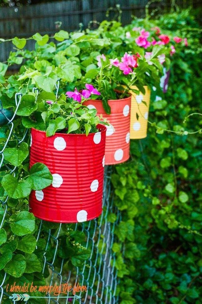 Painted Tin Can Garden Planters