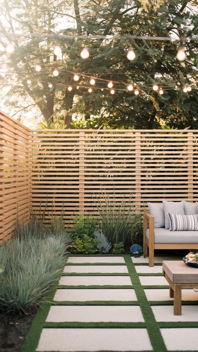 Horizontal Oak Slats Filtered Light