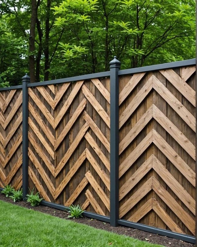 V-Shaped Wood Privacy Fence