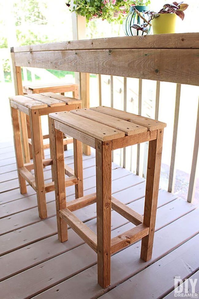 Wooden Barstools Space-Saving Outdoor Seating