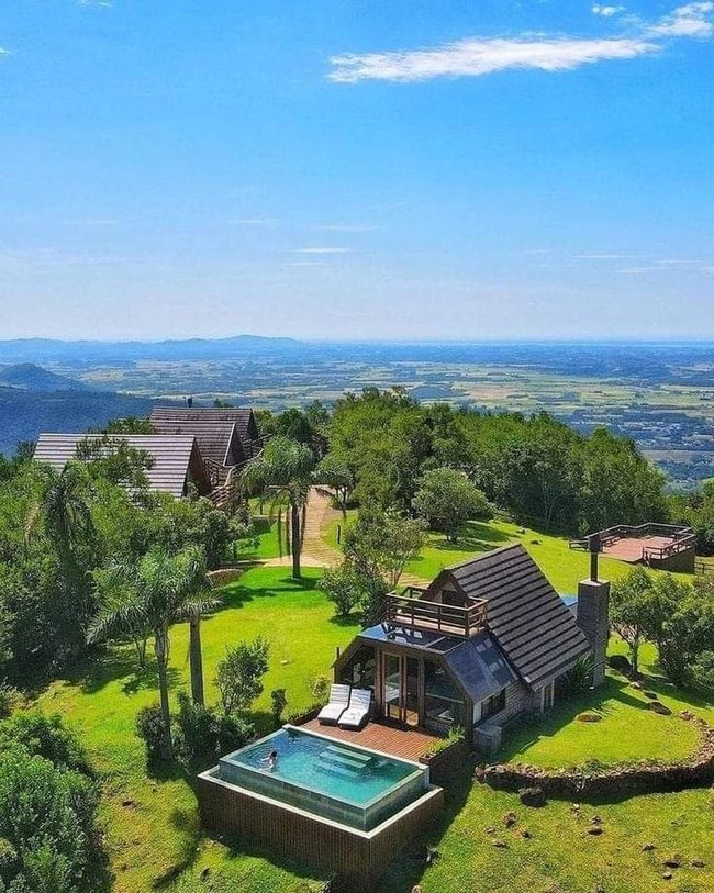 Geometric Pool Mountain Views