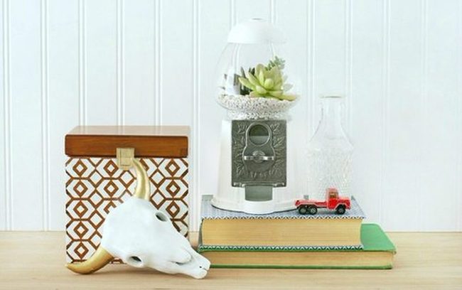 Vintage Glass Gumball Succulent Homes