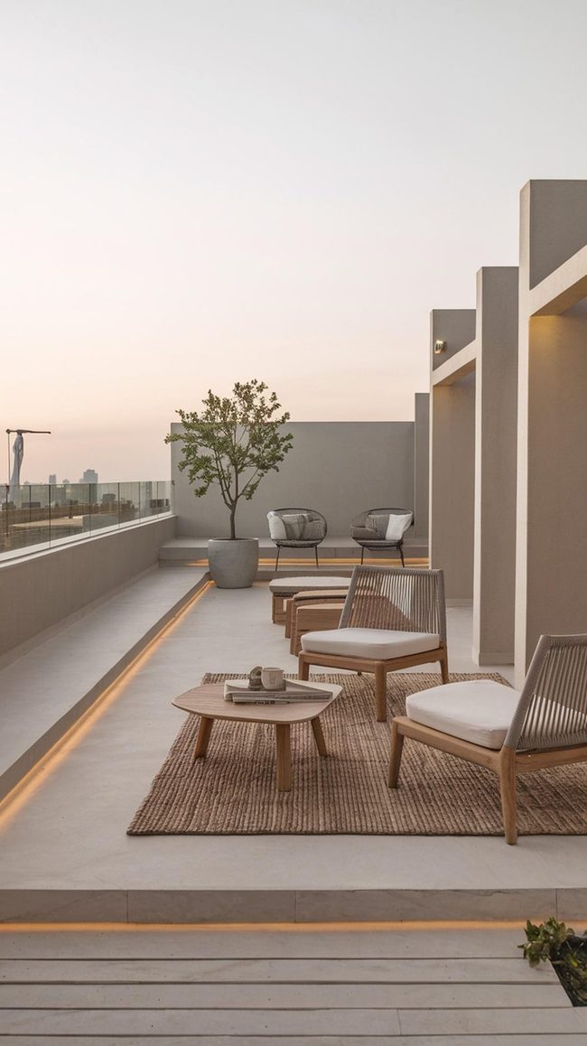 Natural Wood Rooftop Terrace Escape
