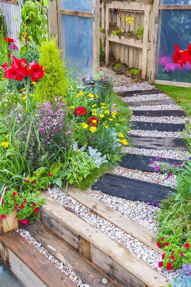 Garden Path To Blooming Greenhouse
