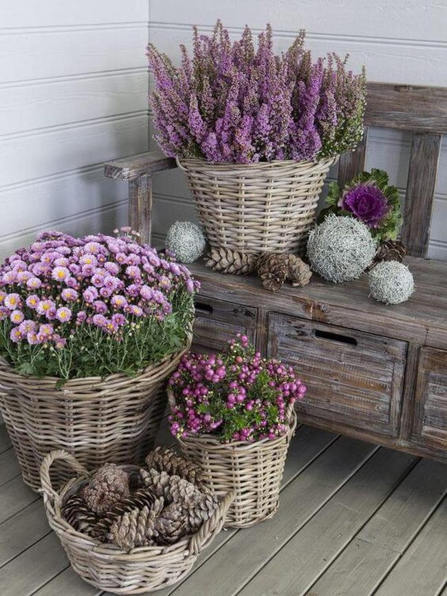 Woven Baskets Overflowing With Blooms