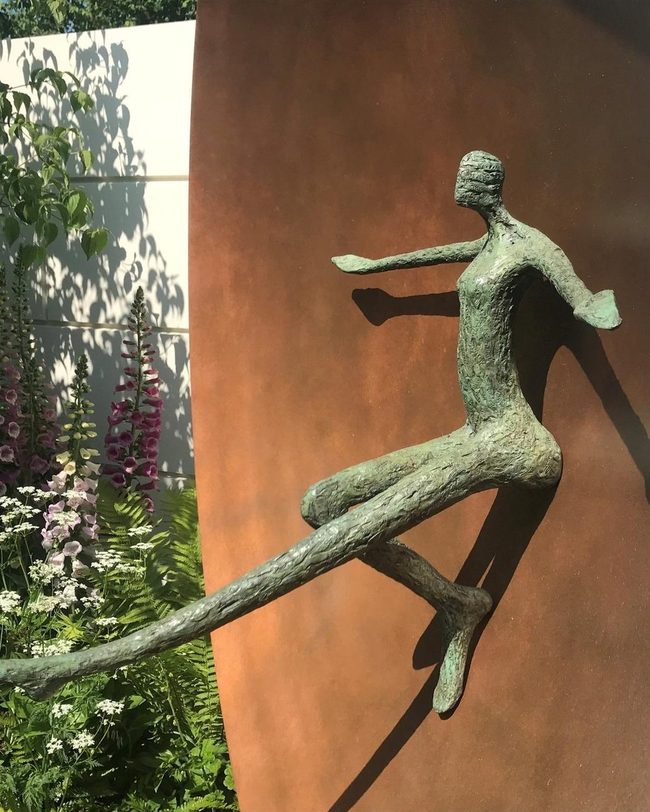 Bronze Leaping Figures Garden Statement