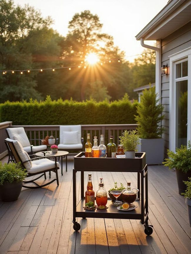 Mobile Bar Cart For Alfresco Entertaining