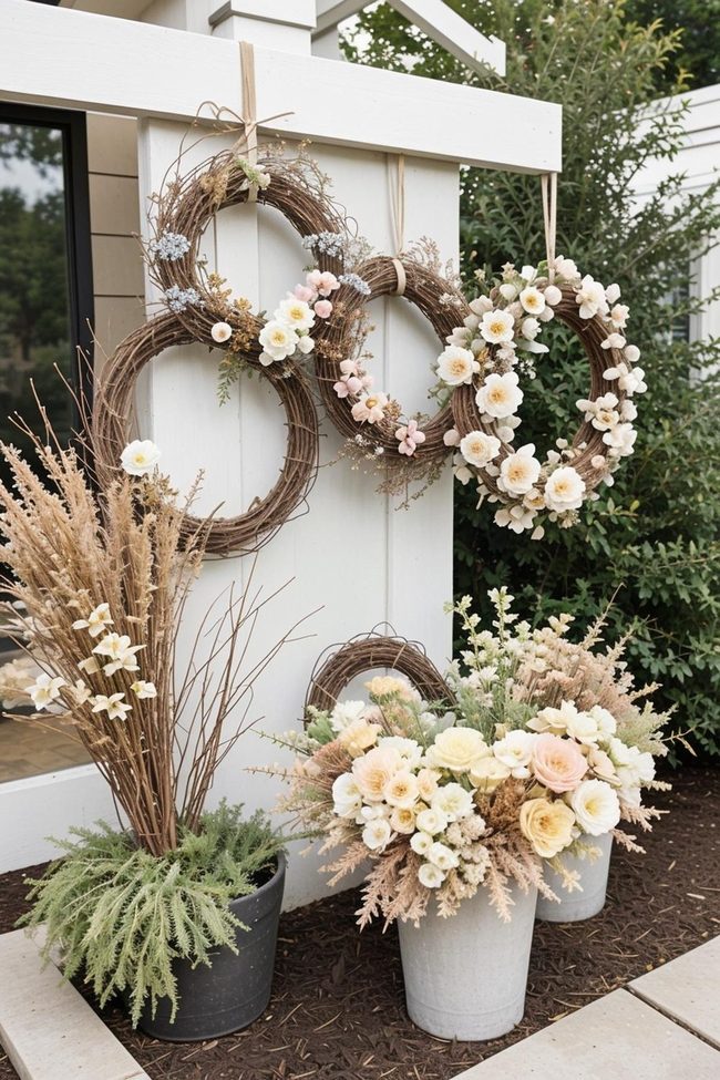 Dried Flowers Pastel Backyard Living Wreaths
