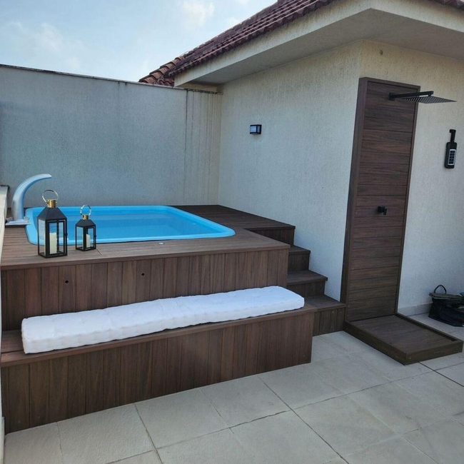 Dark Wood Pool Deck Luxury