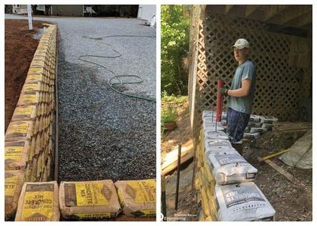 Concrete Bags Define Garden Edges