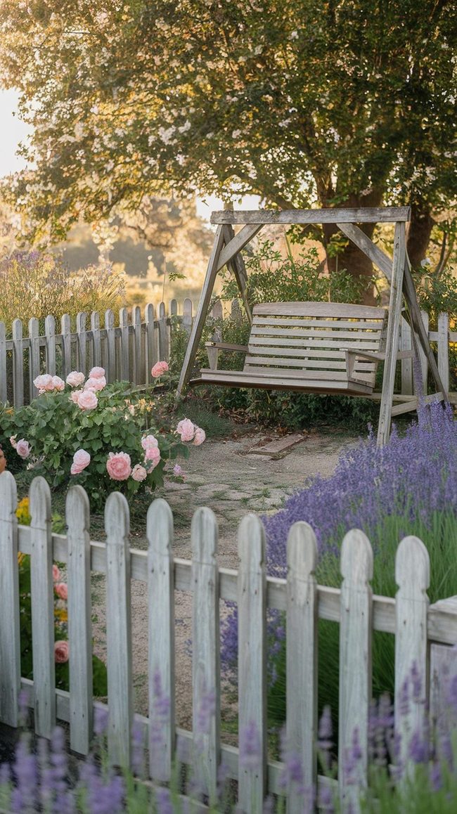 Whitewashed Lumber Fence Frames Yard