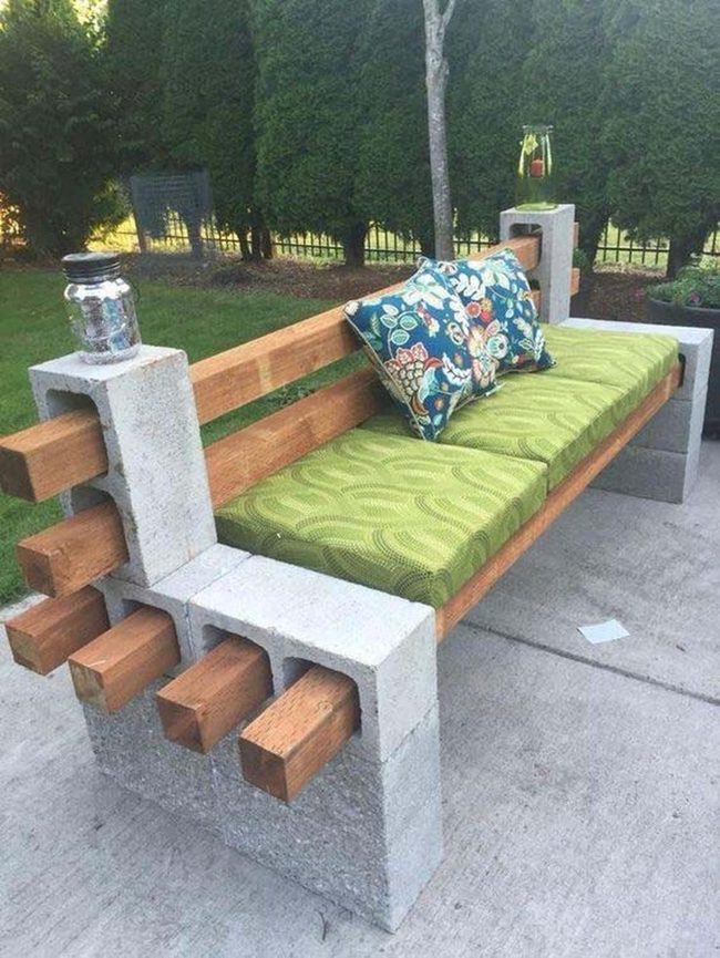 Wood Block Garden Bench Diy