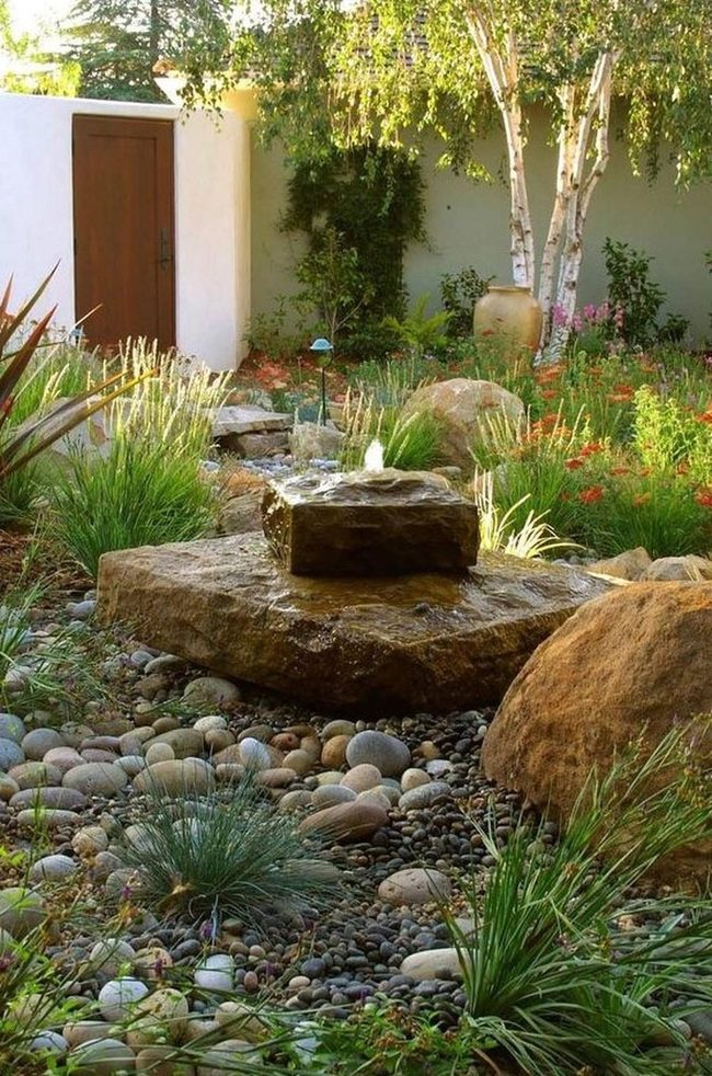 Stone Pathways Through Flowering Garden Shade
