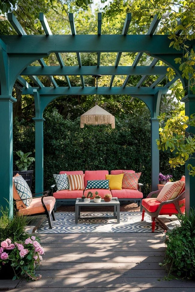 Teal Pergola Statement Garden