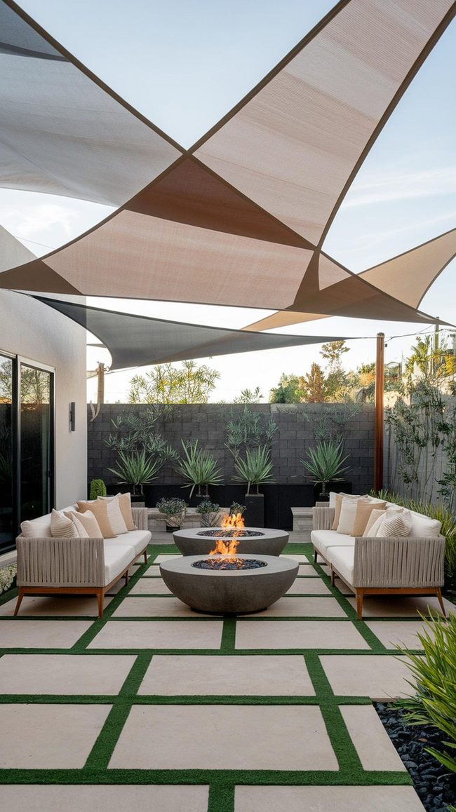 Floating Fabric Shade Sculptures