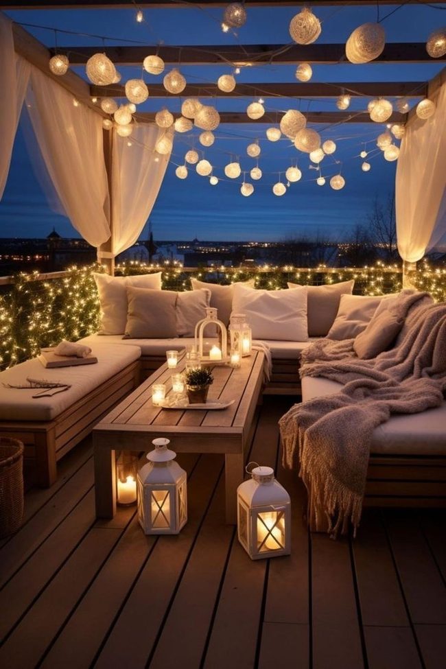 Golden Lights Over Wooden Decks