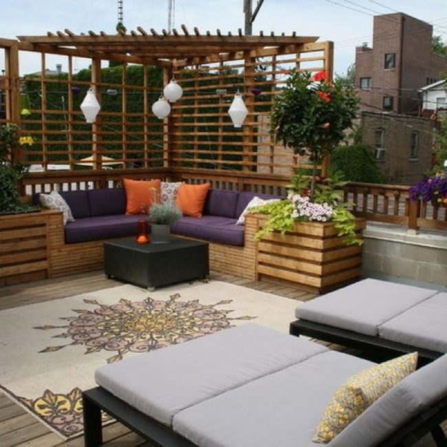 Orange Purple Cushions Outdoor Retreat
