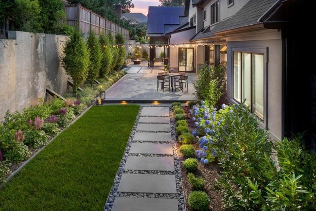 Concrete And Pebble Garden Path