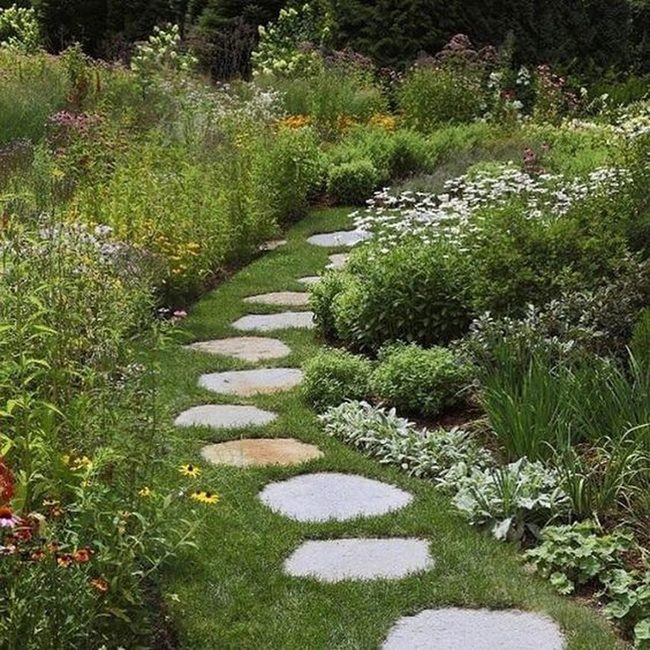 Stone Pathways Through Blooming Gardens