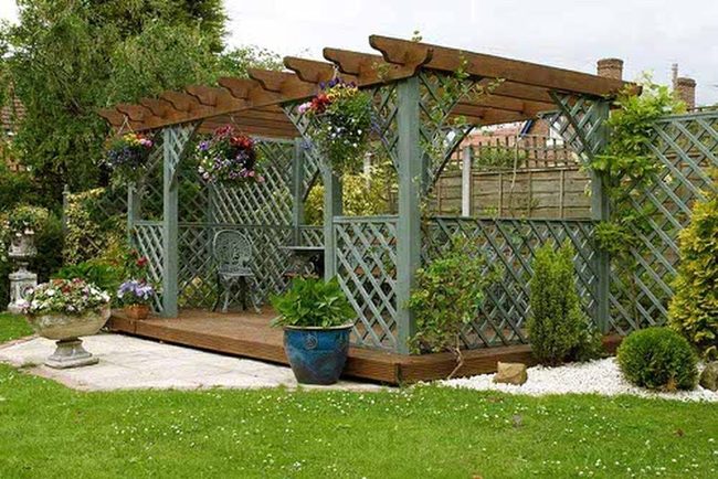Wooden Pergolas With Climbing Flowers
