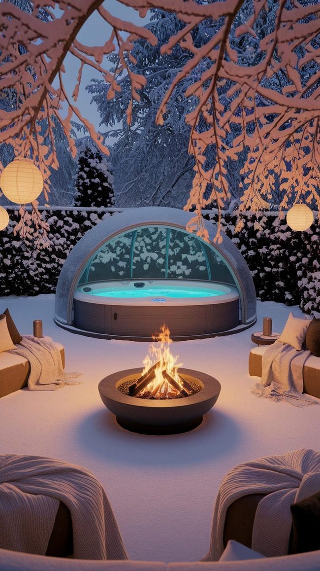 Winter Firepit Gathering Heated Comfort