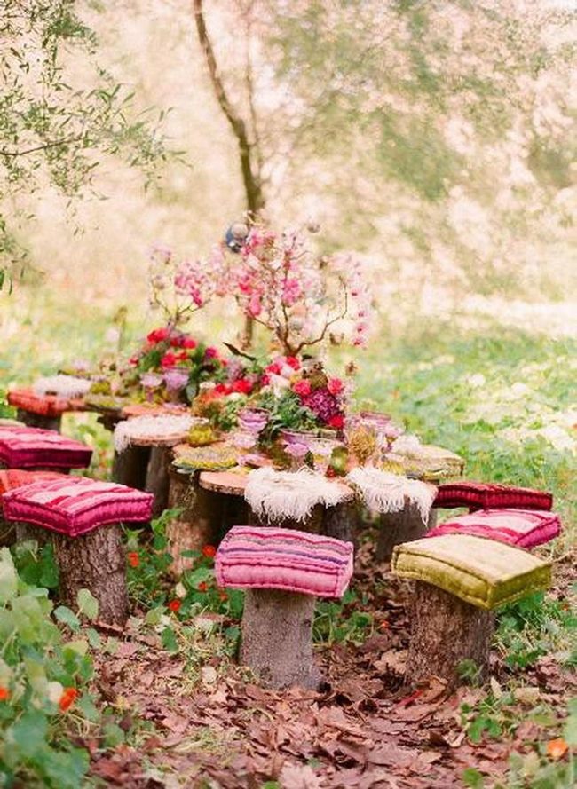 Pink And Green Forest Dining