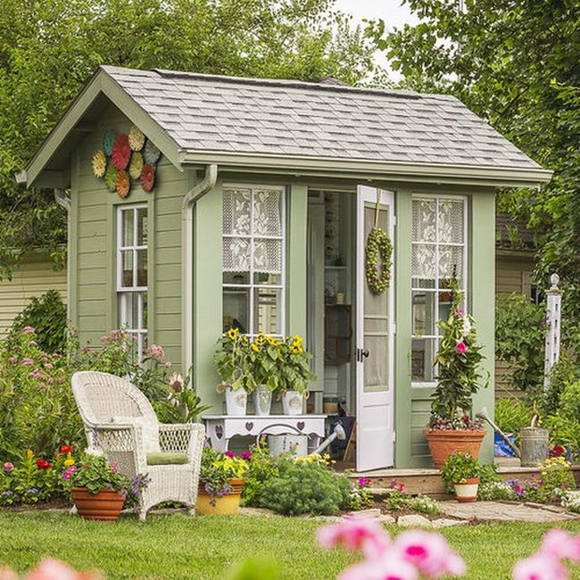 Wooden Shed Wrapped In Blooms