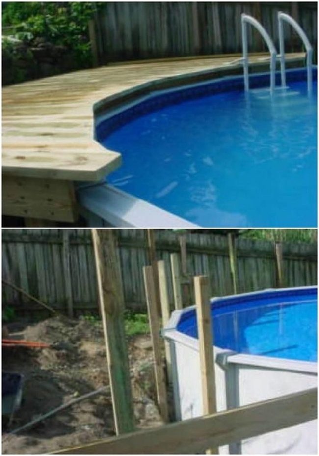 Wood Deck Transforms Pool Area