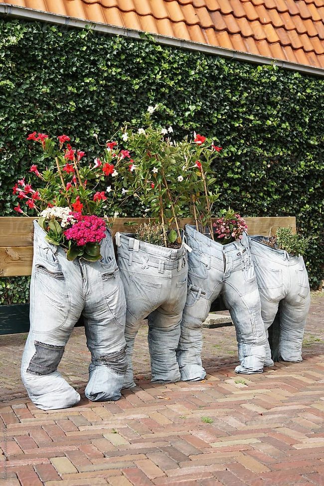 Denim Jeans Transform Into Garden Planters