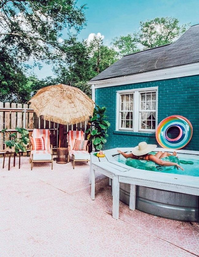 Teal Walls Pool Float Paradise