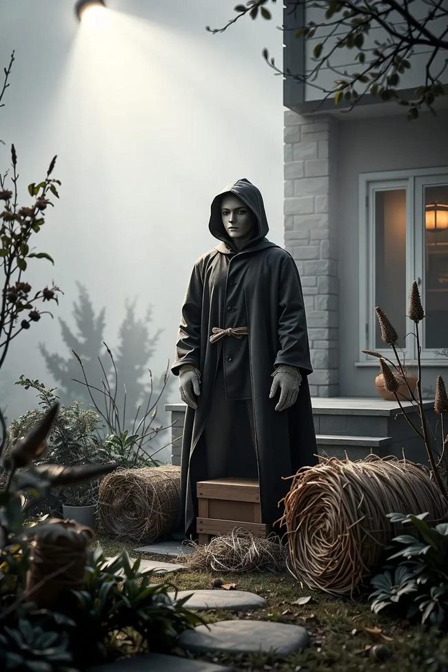 Black Trench Coat Scarecrow Statement