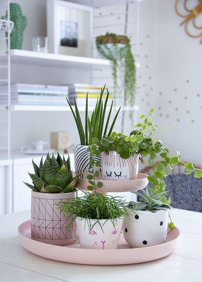 Green And Purple Succulent Centerpiece