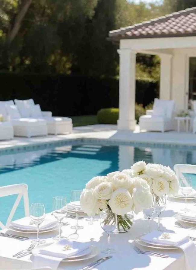 White Poolside Elegance Refined